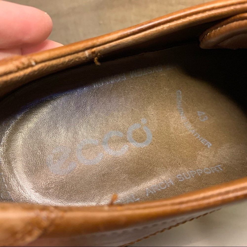 ECCO Cognac Oxford Men's Dress Shoe Square Toe Size 44 - Picture 12 of 13